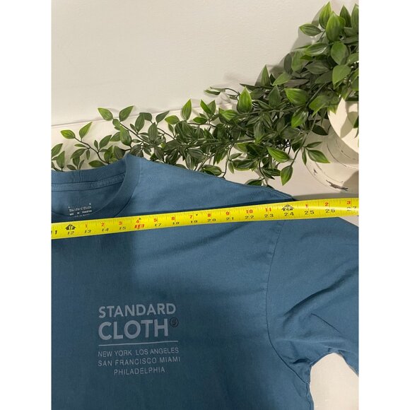 Standard Cloth Blue Graphic T-Shirt L 100% Cotton Casual Crewneck Short Sleeve - Picture 7 of 9